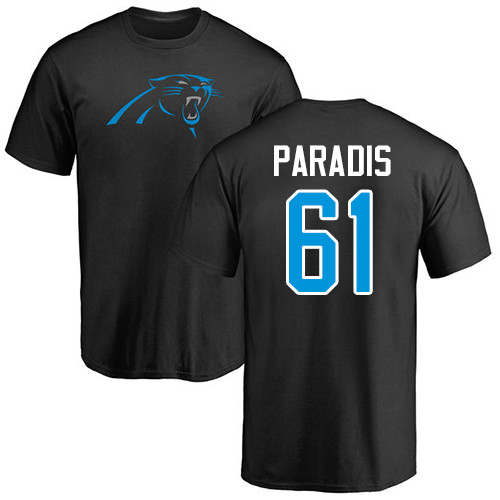 Carolina Panthers Men Black Matt Paradis Name and Number Logo NFL Football #61 T Shirt